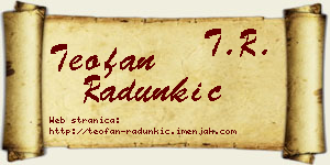 Teofan Radunkić vizit kartica